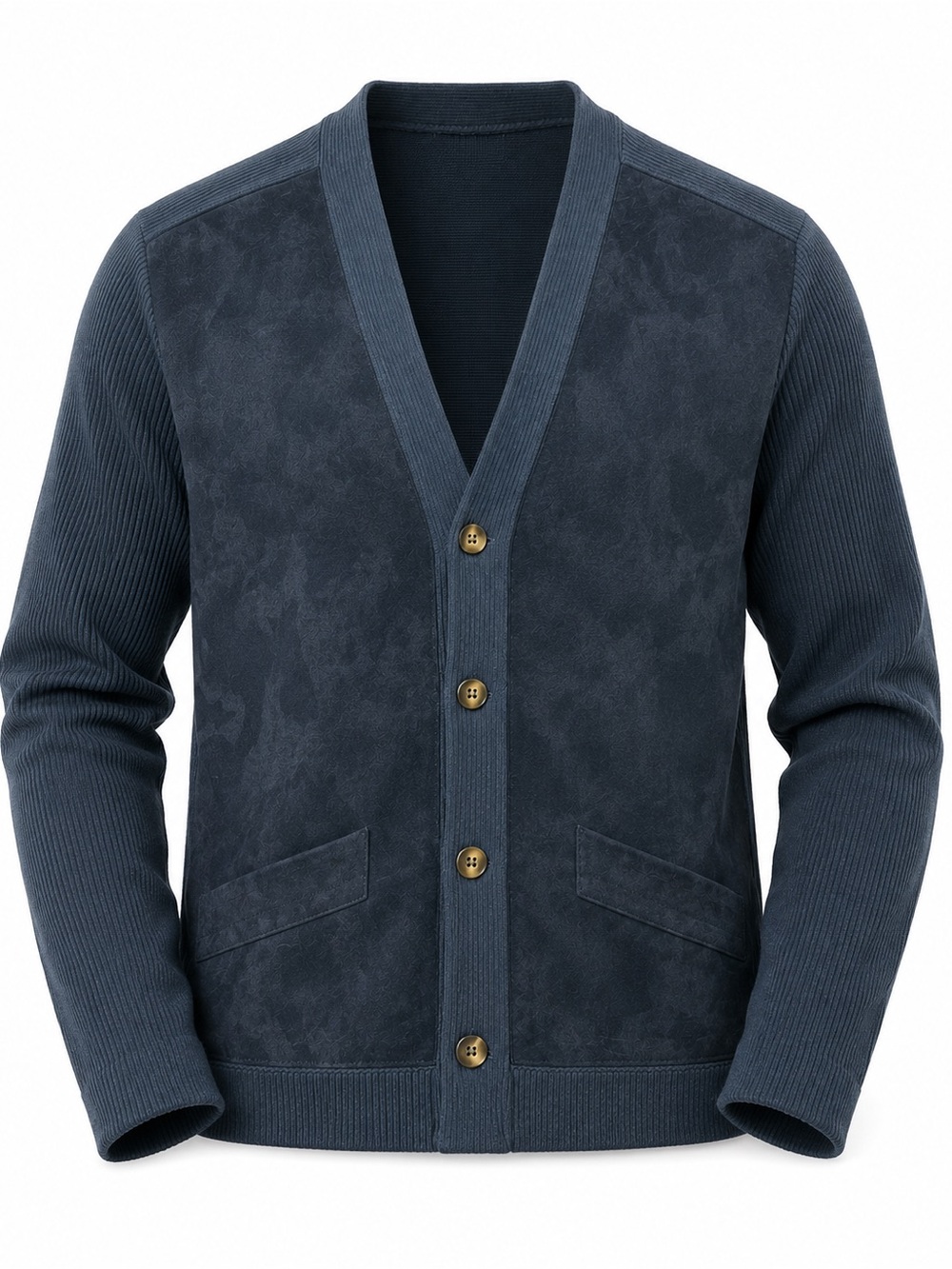 Vtg Sumerland Suede Wool Knit Cardigan Jacket Navy Blue XL 44 80s British Isles